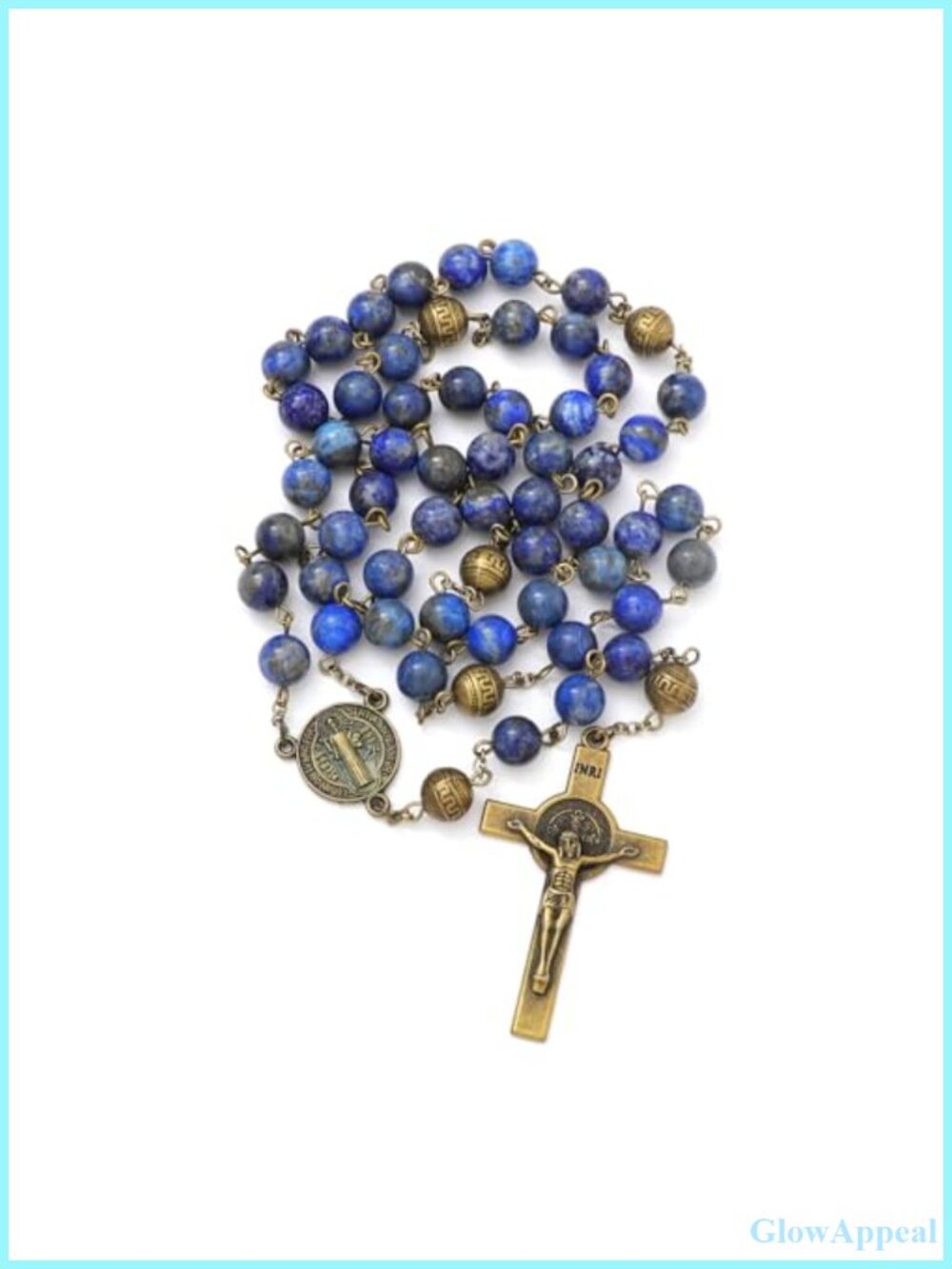 Lapis Lazuli Rosary Beads Necklace Handcrafted Catholic Prayer Beads